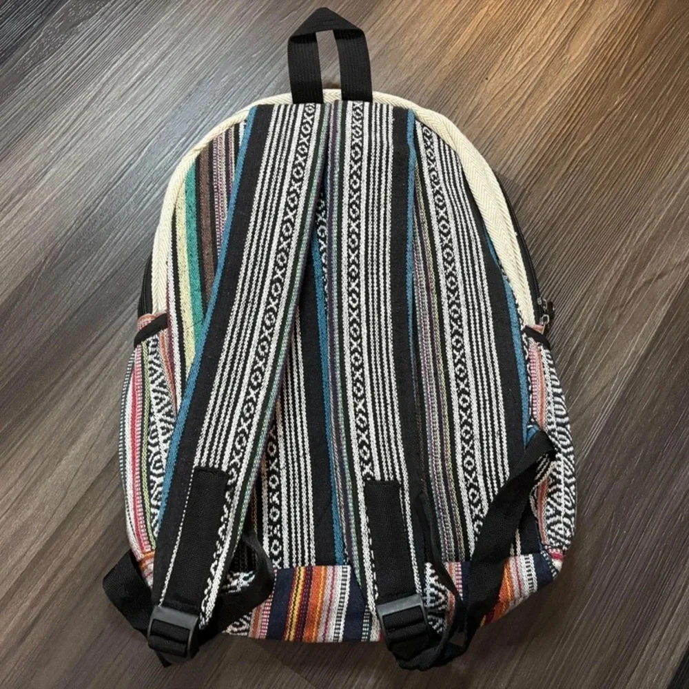 Multicolor Striped Canvas Men's Backpack